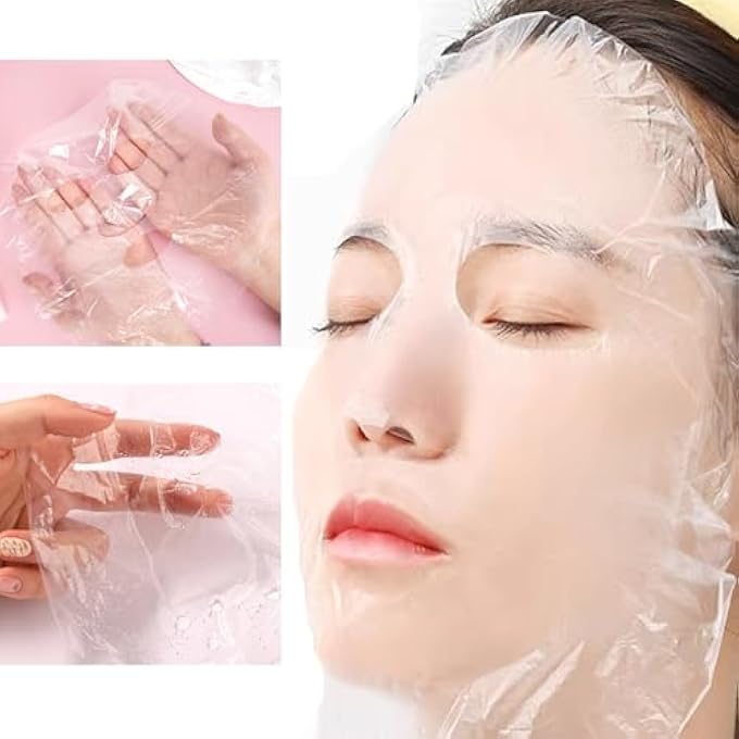 UtySty 400 PACK PLASTIC FACIAL MASK DISPOSABLE SHEET MASK WRAP FACE MOISTURIZER MASK DIY FOREHEAD WRINKLE PATCHES FOR CLAY FACE CREAMS MUD MASK COLLAGEN MOISTURIZING CREAM NIGHT LOTION ABSORBING - Image 3